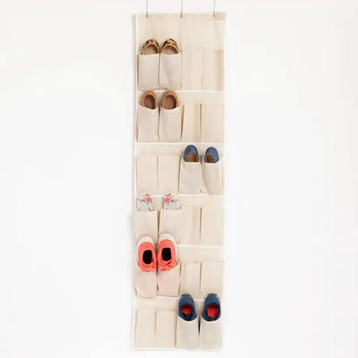 Organizador Sapatos Sapateira Vertical Atrás Porta 24 Bolsos Off-white | Frete grátis