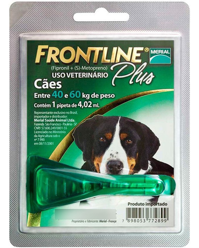 Frontline Plus Pipeta Antiparasitario Perro 40 A 60 Kg
