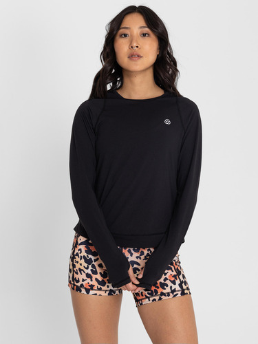 Polera Manga Larga Tech Long Sleeve Negro Mujer