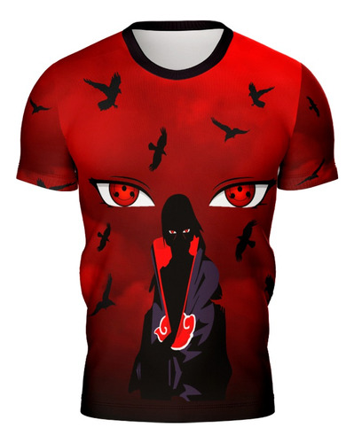 Camiseta Akatsuki Itachi Uchiha Sharingan Anime Full Ref0009