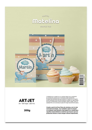 Papel De Matelina 200g Art-jet A4 100 Hojas Simple Faz