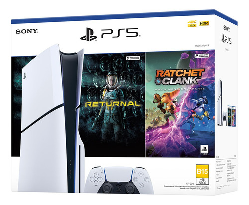 Bundle Playstation 5 Standard Slim + 2 Juegos Físicos