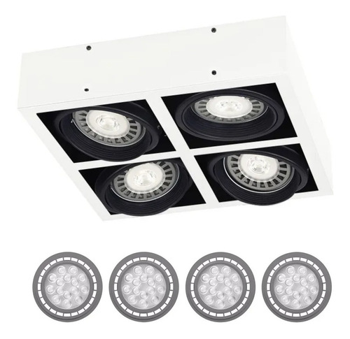 Aplique Plafon Box Ar111 Cardánico 4 Luces Led Lampara 60w