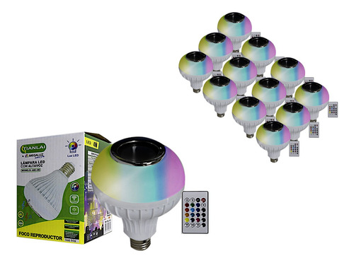 Foco Led Rgb Con Reproductor Con Conexion Bluetooth 4w 12 Pz