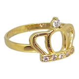 Anillo Motivo Corona - Oro 18k -  Engarces Cubic Circonio