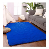 Tapete Sala Quarto Costa Oro Super Peludo 140 X 100 Shaggy Cor Azul Desenho Do Tecido Cor