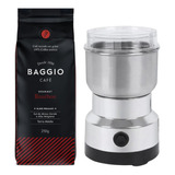 Café Baggio Torrado Em Grãos + Moedor Elétrico Inox