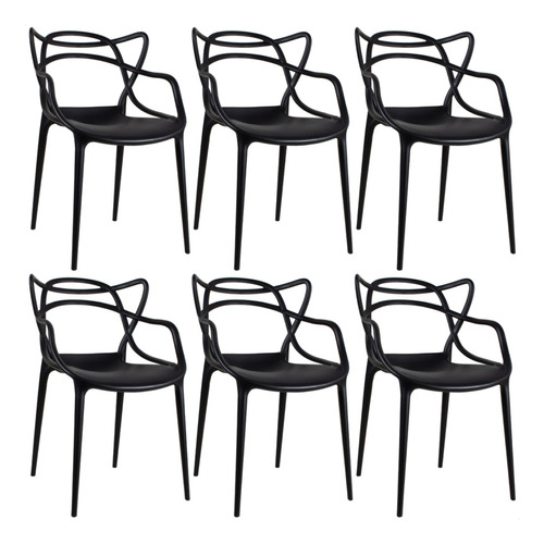 Kit 6 Cadeiras Allegra Masterchair Empilhável Varias Cores
