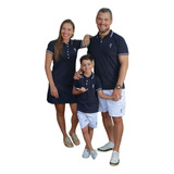 Kit Família Camisa Polo E Vestido Composto Por 5 Peças.