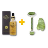 Combo Masajeador Rodillo Jade Piedra Gua-sha + Colageno 24k