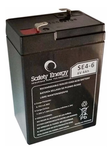 Bateria Safetyenergy Gel Plomo 6v 4ah Recargable