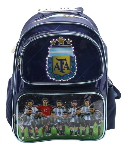 Mochila Escolar Afa 16 Selección Argentina Campeón Con Luz Color Azul Diseño De La Tela Liso