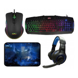 Combo Gamer Teclado Mouse Pad Auriculares Gtc Retroiluminado