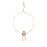 Pulseira Madrinha Pedra Gota Nude Folheado Ouro