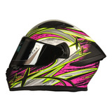 Casco Moto Integral Half Flux Rosa/gris/neón