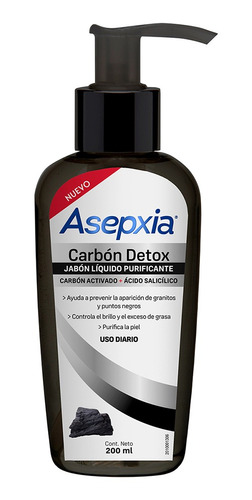 Asepxia Jabón Líquido Carbón Detox 200ml