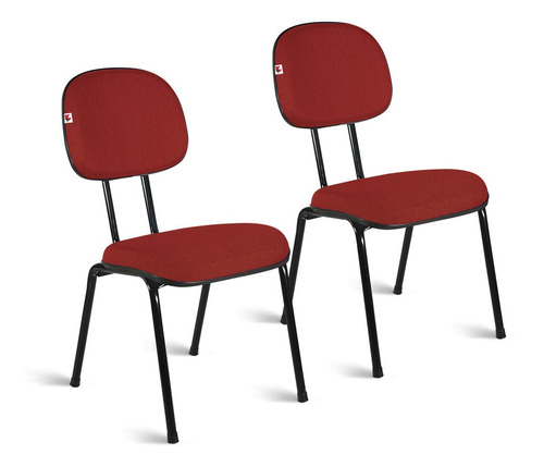 Cadeira Secretária Pé Palito Kit 2 Tecido Vermelho