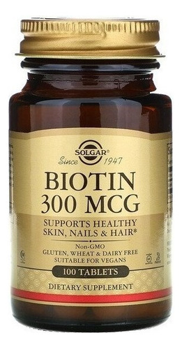 Solgar | Biotin | 300mcg | 100 Tablets | Importado | Usa