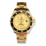 Reloj Compatible Con Rlx-submariner Dorado- Calendario