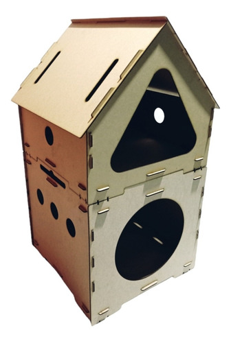 Casa Para Gato Doble Cama Mascotas Personalizada Mdf Laser