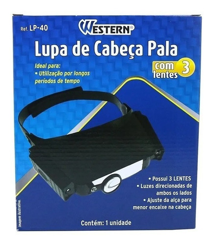 Lupa De Cabeça Led Pala Para Eletronica E Estetica 3 Lentes