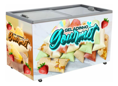 Adesivo Para Freezer Geladinho Gourmet 130cm X 80cm Mod02