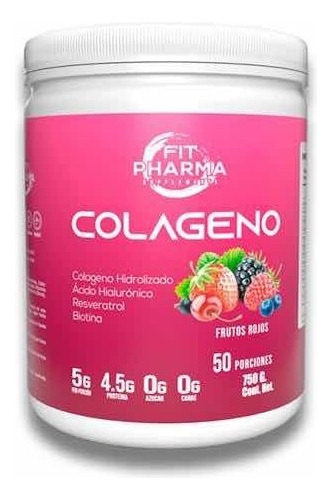 Colágeno Hidrolizado Puro + Ácido Hialurónico, Biotina Sabor Frutos Rojos