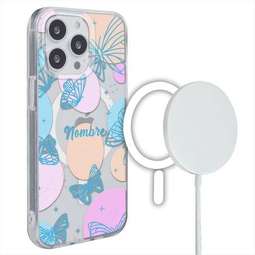 Funda Para iPhone Magsafe Personalizada Nombres Y Mariposas