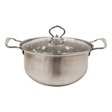 Cacerola Olla Con Asas Acero Inox Tapa Vidrio  M - Sheshu Color Plateado