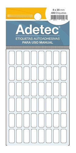 480 Etiquetas Manual Adetec Rectangular Blanca 8x20 Mm - 109