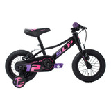 Bicicleta Niñas Slp 5 Pro Rodado 12 Con Rueditas Color Negro Lila Rosado