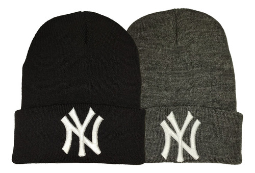 Pack 2 Gorros Lana Beanie Bordado 3d Ny  - Calidad Premium