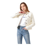 Chaqueta Mujer Denim Sherpa Authentic Jacket White