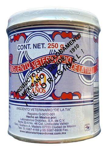 Ungüento Veterinario De La Tía Pomada 250 G