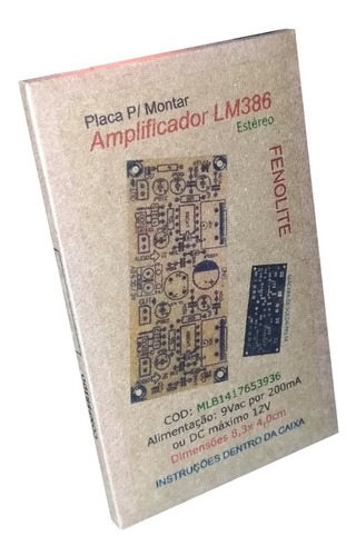 Placa P/ Montar Amplificador Lm386 Estéreo - Fenolite