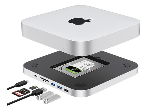 Suporte Hub Para Mac Mini Usb C Com Leitor Case Hd Ssd