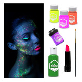 Kit Maquillaje Artistico Neon Teatral 7 Articulos Glow
