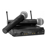 Kit Microfonos Inalambricos Wvngr Sm-58 Receptor Uhf Karaoke Color Negro