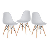 3   Cadeiras Charles Eames Wood  Dsw Eiffel Várias Cores Cor Da Estrutura Da Cadeira Cinza-claro