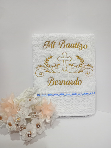 Toalla Bautizo 30x50 Bordada Personalizada 