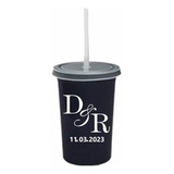 Vaso Personalizado Con Tapa Y Popote 500 Ml Bodas Graduacion