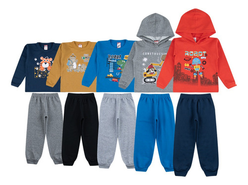 Kit 5 Conjunto Infantil Inverno Roupa De Frio Masculina Kids