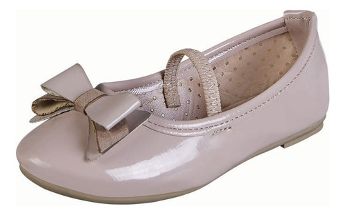 Balerina De Charol Para Niña Castalia 532-49 Beige Con Moño