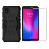 Mica + Funda Uso Rudo + Clip Para Zte Blade A3 2020