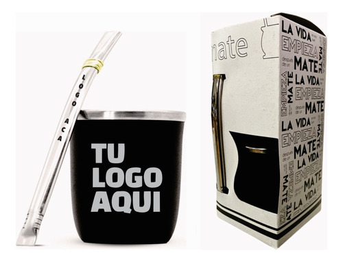 Mate Eco + Bombilla Todo Con Tu Logo Personalizado Regalo