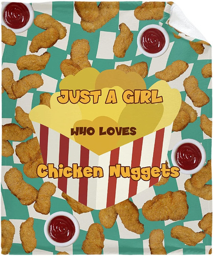 Just A Girl Who Loves Chicken Nuggets Green Plaid Graph...