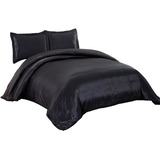  Piece Silky Bridal Satin Duvet Set Queen, Navy