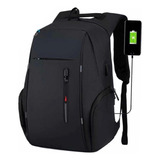Mochila Back Pack Antirrobo Con Usb Moda Super Calidad L-r G Color Negro Diseño De La Tela Impermeable
