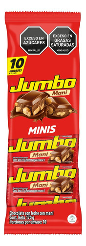 Chocolatina Jumbo Mani Bandeja X 10 Unidades X 18 Gr