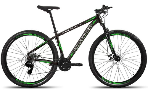 Mountain Bike Alfameq Makan Aro 29 19 21v Câmbios Shihmano Cor Preto/verde